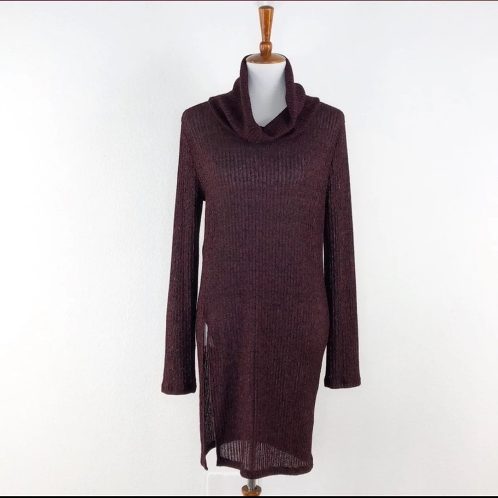 ASTR THE LABEL Burgundy Cowl Neck Sweater Tunic